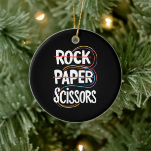 Rock Paper Scissors Lesbian Funny Gay Pride LGBT Ceramic Ornament