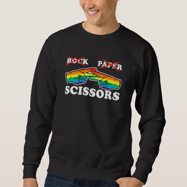 Rock Paper Scissors Lesbian Pride Rainbow LGBT 2 Sweatshirt (Front)