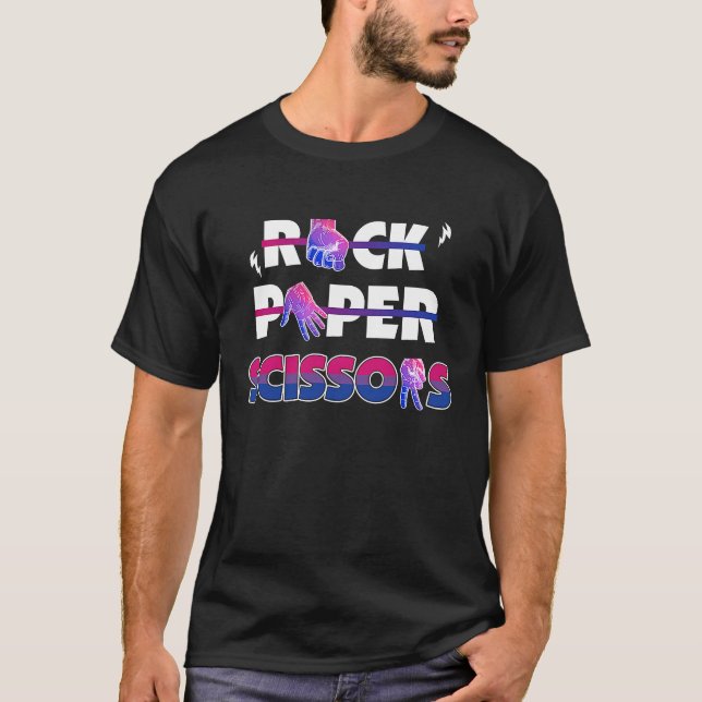 Rock Paper Scissors LGBT Bisexual Pride T-Shirt (Front)