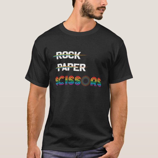  Rock Paper Scissors LGBT-Q Gay Pride Proud T-Shirt (Front)