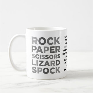 Rock Paper Scissors Lizard Spock Mug with RULES