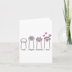 Rock Paper Scissors Love Funny Cat Hand Game Valen Card