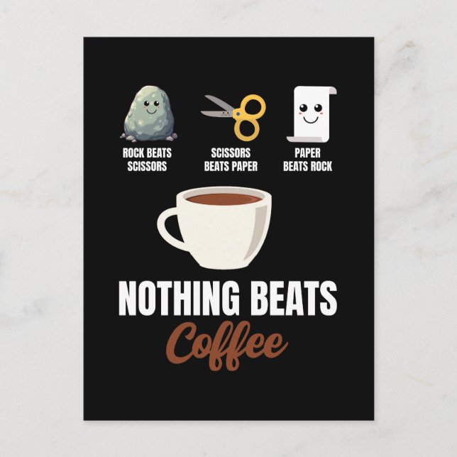 Rock Paper Scissors Nothing Beats Coffee Holiday Postcard (Front)