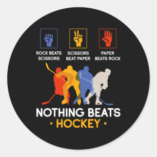 Rock Paper Scissors Nothing Beats Hockey Classic Round Sticker