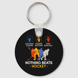 Rock Paper Scissors Nothing Beats Hockey Key Ring
