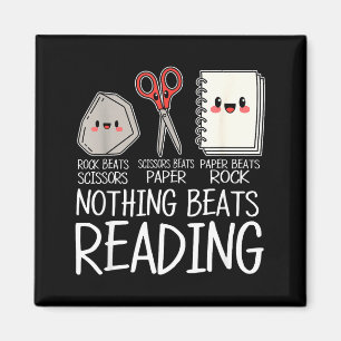 Rock paper scissors nothing beats reading book magnet