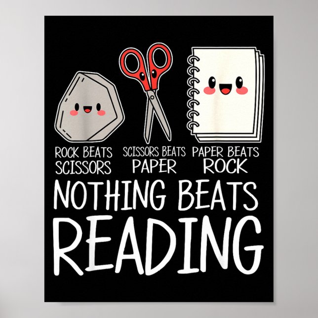 Rock paper scissors nothing beats reading book poster (Front)