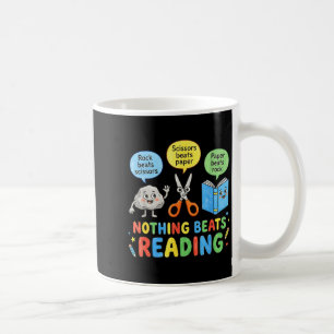 Rock paper scissors nothing beats reading funny coffee mug