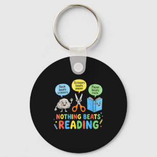 Rock paper scissors nothing beats reading funny key ring