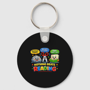 Rock paper scissors nothing beats reading funny key ring