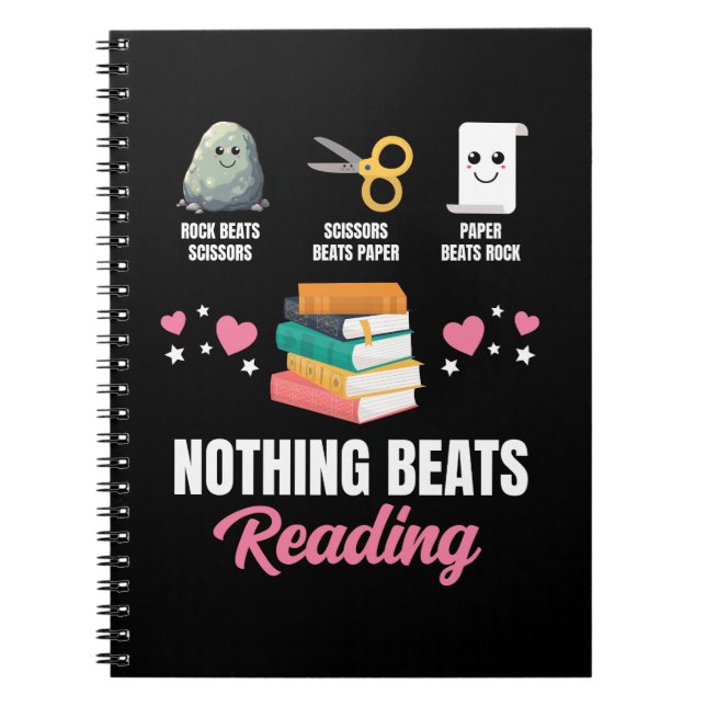 Rock Paper Scissors Nothing Beats Reading Notebook (Front)