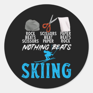 Rock Paper Scissors Nothing Beats Skiing 1 Classic Round Sticker