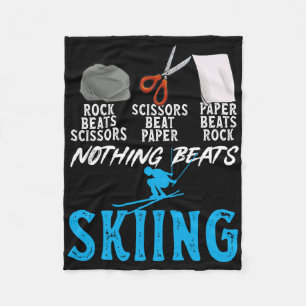 Rock Paper Scissors Nothing Beats Skiing 1 Fleece Blanket