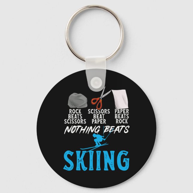 Rock Paper Scissors Nothing Beats Skiing 1  Key Ring (Front)