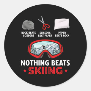 Rock Paper Scissors Nothing Beats Skiing Classic Round Sticker