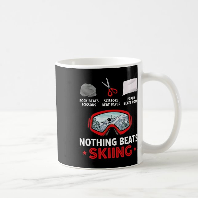 Rock Paper Scissors Nothing Beats Skiing  Coffee Mug (Right)