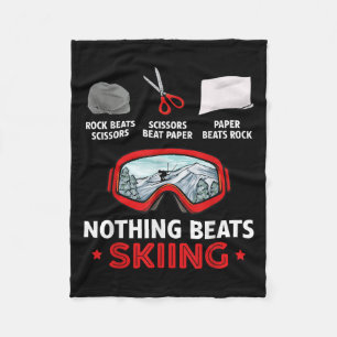 Rock Paper Scissors Nothing Beats Skiing Fleece Blanket