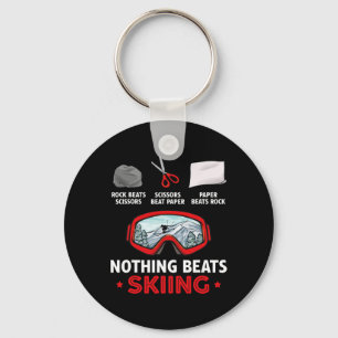 Rock Paper Scissors Nothing Beats Skiing Key Ring