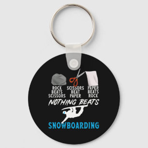 Rock Paper Scissors Nothing Beats Snowboarding Key Ring