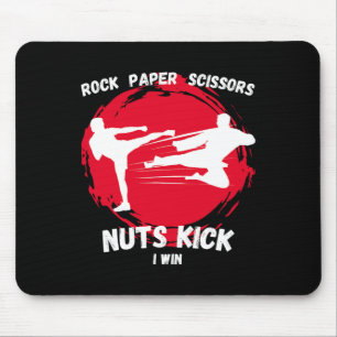 Rock Paper Scissors Nuts Kick Win Funny Taekwondo Mouse Pad
