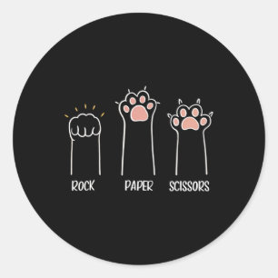 Rock Paper Scissors Paw Cute Cat Animal Game  Classic Round Sticker