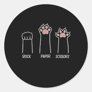 Rock Paper Scissors Paw Game Cat Love Pet Enthusia Classic Round Sticker