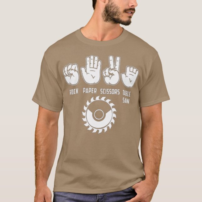 Rock Paper Scissors Table Saw Carpenter Engineer T-Shirt (Front)