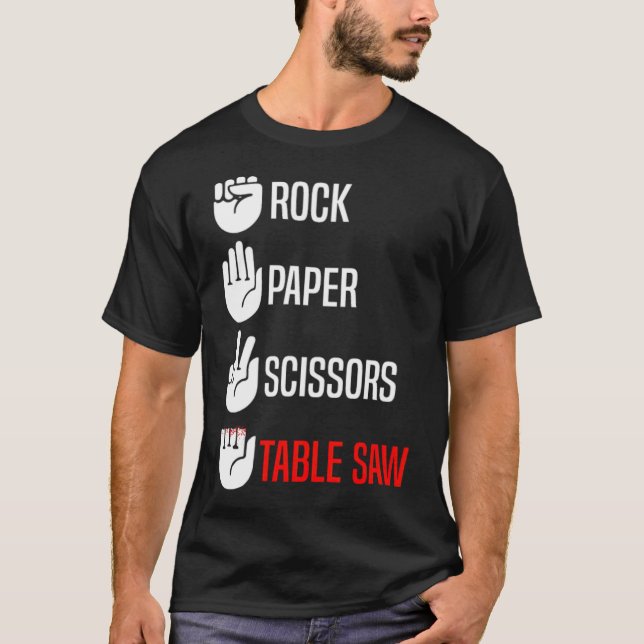 Rock Paper Scissors Table Saw Funny doughnut astro T-Shirt (Front)