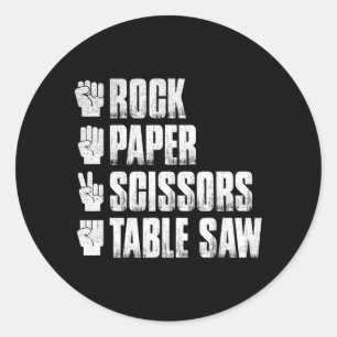 Rock Paper Scissors Table Saw Funny Halloween Classic Round Sticker