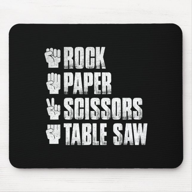Rock Paper Scissors Table Saw Funny Halloween Mouse Pad (Front)