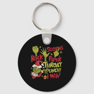 Rock Paper Scissors Throat Punch I Win Funny Chris Key Ring