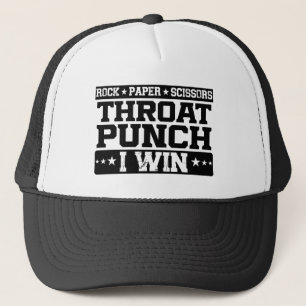 Rock Paper Scissors Throat Punch I Win, Funny Trucker Hat