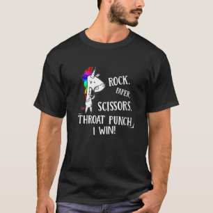 Rock Paper Scissors Throat Punch I Win Unicorn Fun T-Shirt