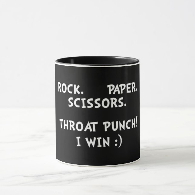 Rock Paper Scissors Throat Punch Mug (Center)