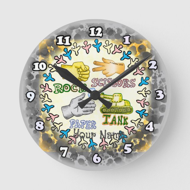 Rock Paper Tank  Round Clock (Front)