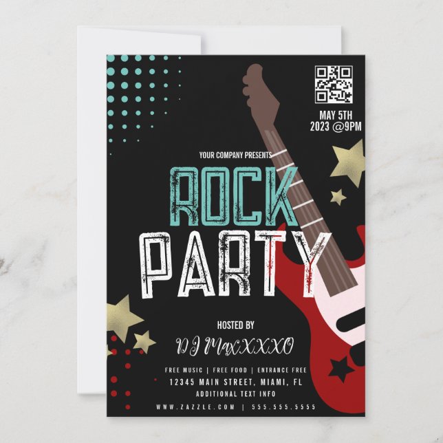 Rock Party Festival DJ Party Bar Club Flyer  Invitation (Front)