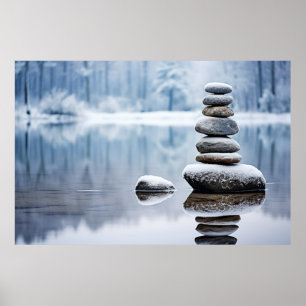 Rock Pebble Forest Tranquil Peaceful Poster