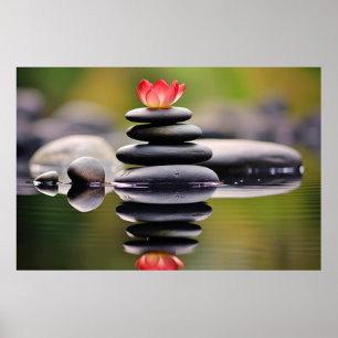 Rock Pebble Forest Tranquil Peaceful  Poster