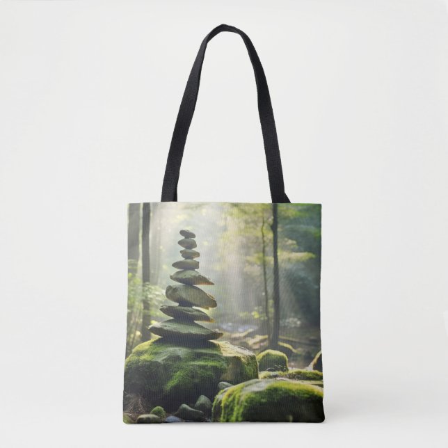 Rock Pebble Forest Tranquil Peaceful  Tote Bag (Front)