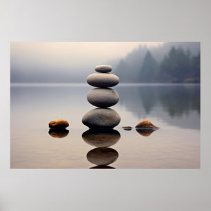 Rock Pebble Water Tranquil Peaceful Poster