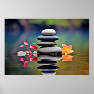 Rock Pebble Water Tranquil Peaceful Poster