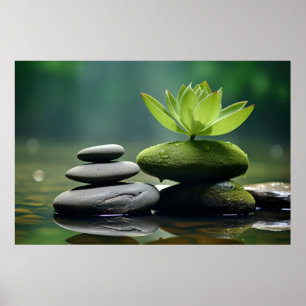Rock Pebble Water Tranquil Peaceful Poster