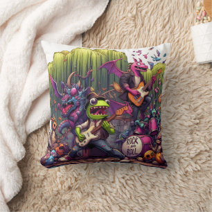 Rock Performance With Fantasy Creatures Cushion