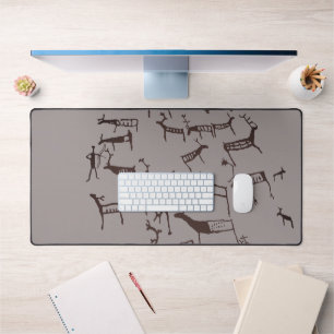 Rock Petroglyph Ancient European Deer Hunting Desk Mat