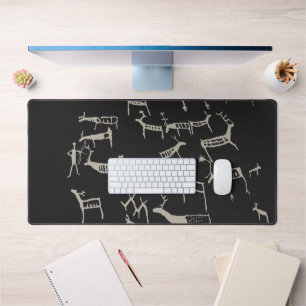 Rock Petroglyph Ancient European Deer Hunting Desk Mat