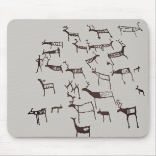 Rock Petroglyph Ancient European Deer Hunting Mouse Pad