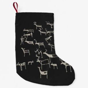 Rock Petroglyph Ancient European Deer Hunting Small Christmas Stocking