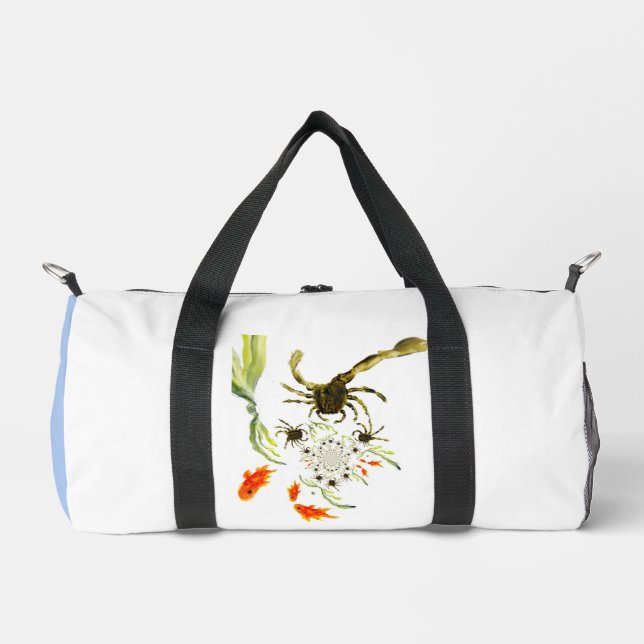 Rock Pool Funny Crabs Fish Personalised Duffle Bag (Front)