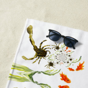 Rock Pool Funny Crabs Fish Seaside Beach Towel