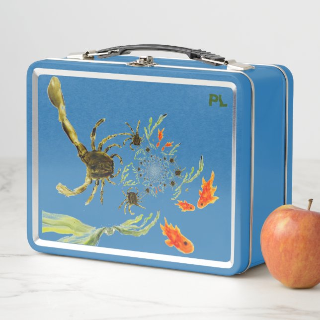 Rock Pool Funny Crabs Fish Seaside Metal Lunch Box (In Situ)